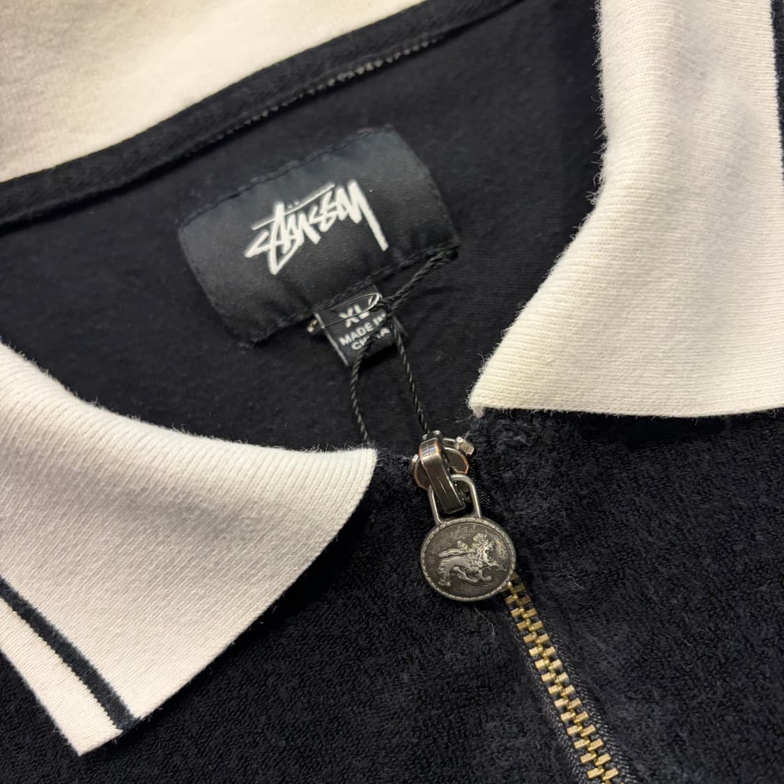 [XL] 스투시 테리 블랙 반팔 카라 티셔츠 D385 상품이미지4