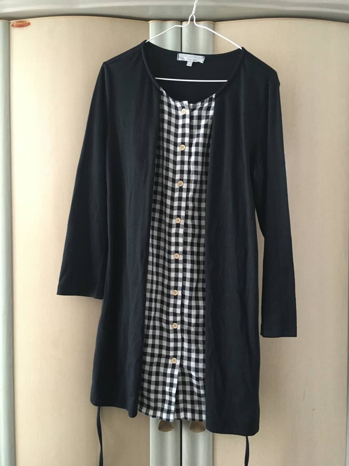 일본빈티지 바선생핏 체크 블랙 화이트 원피스 하구미 상품이미지1