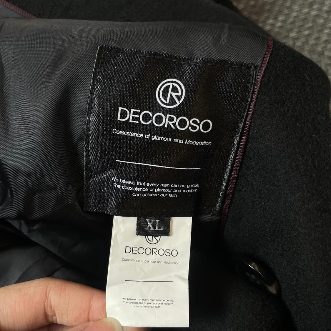 데꼬로소 블랙 울 캐시미어 더블 롱 코트 XL 상품이미지4