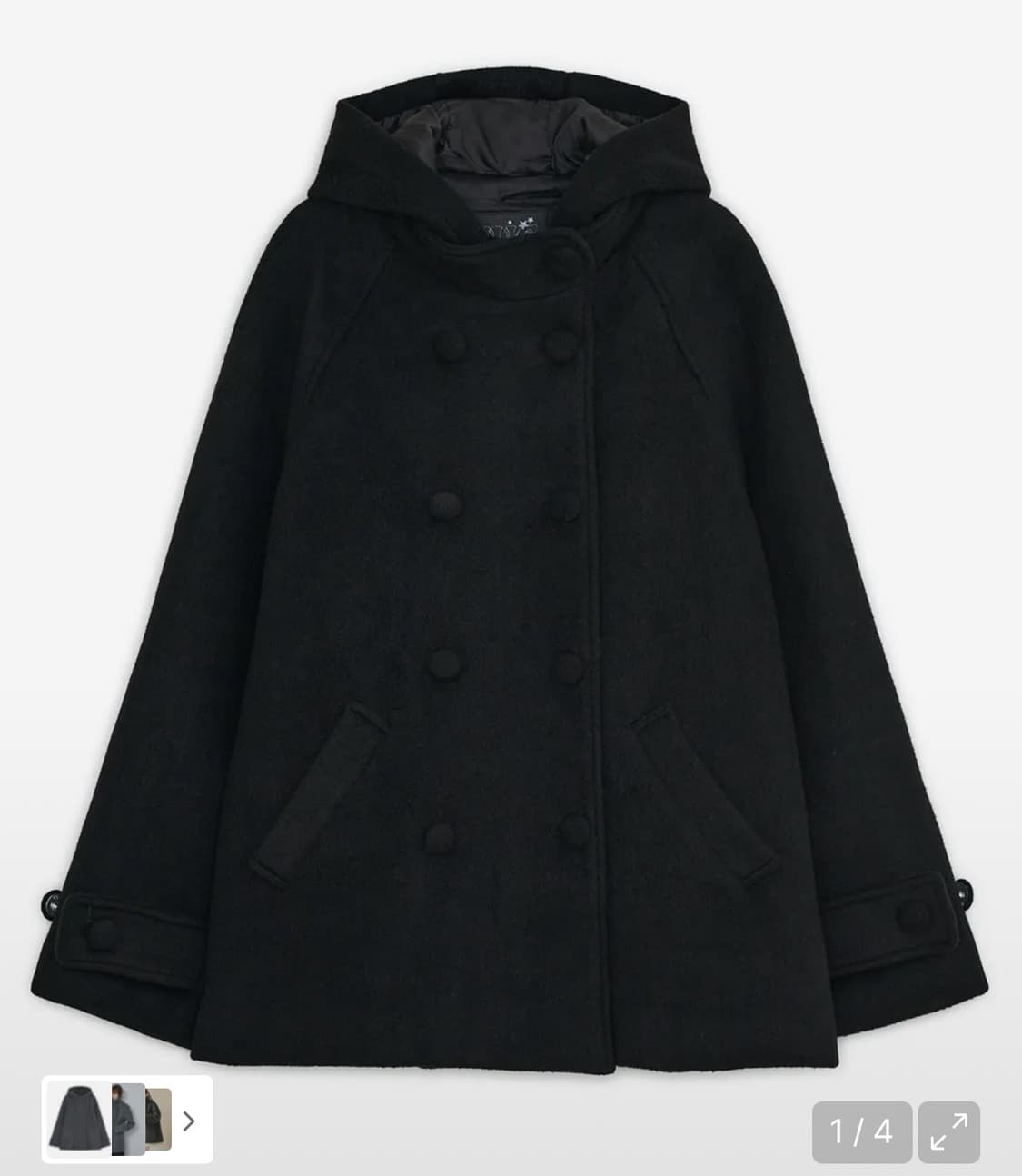 허그유어스킨 라라진 후드 하프 코트 (블랙) 상품이미지1