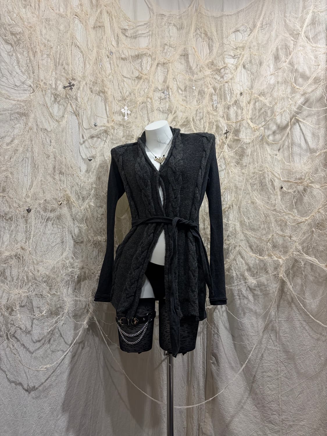 00‘s Grunge cable knit Cardigan 상품이미지4