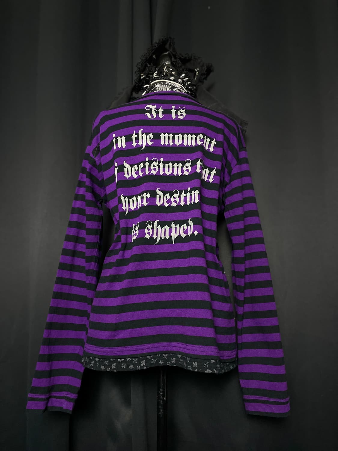 JPN 보라 줄무늬 스트라이프 레터링 펑크 롱슬리브 상품이미지3