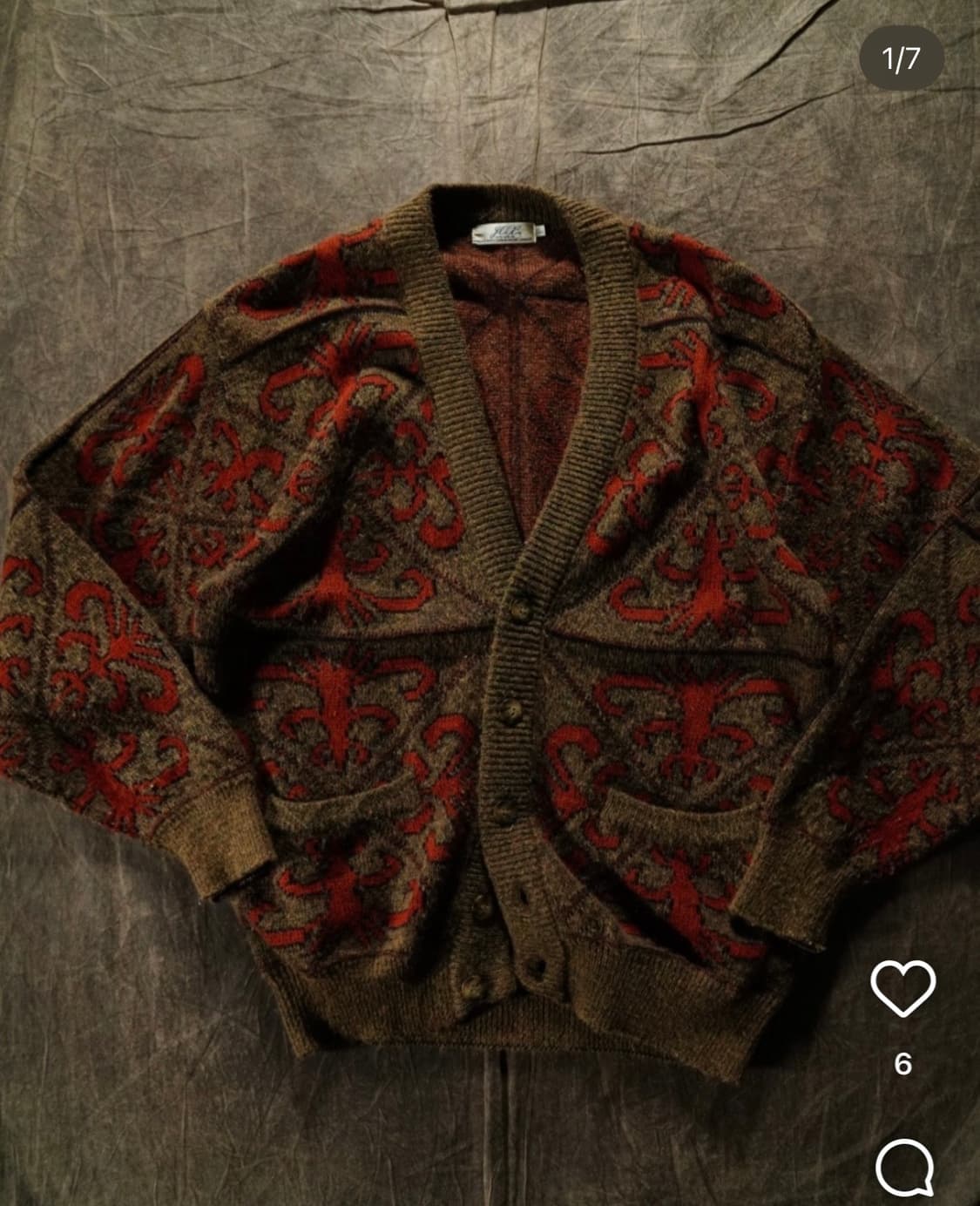 vintage fox pattern cardigan 상품이미지1