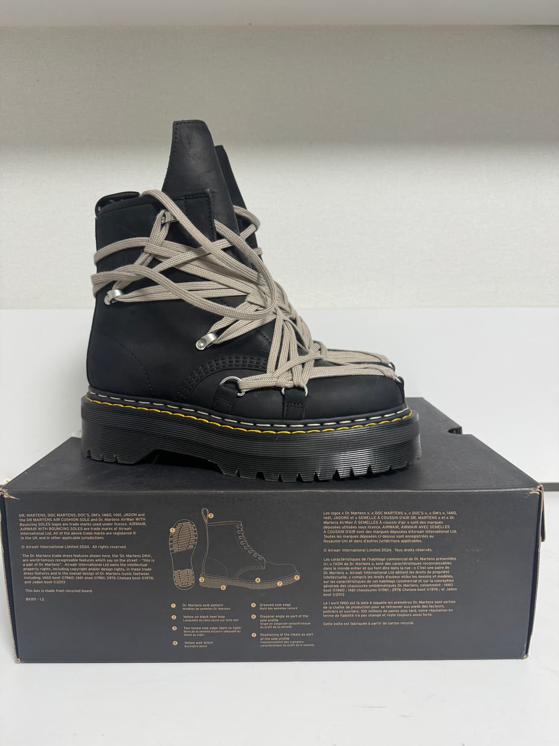 닥터마틴 x 릭 오웬스 1460 쿼드 솔 메가 레이스 부츠 블랙 260 상품이미지1