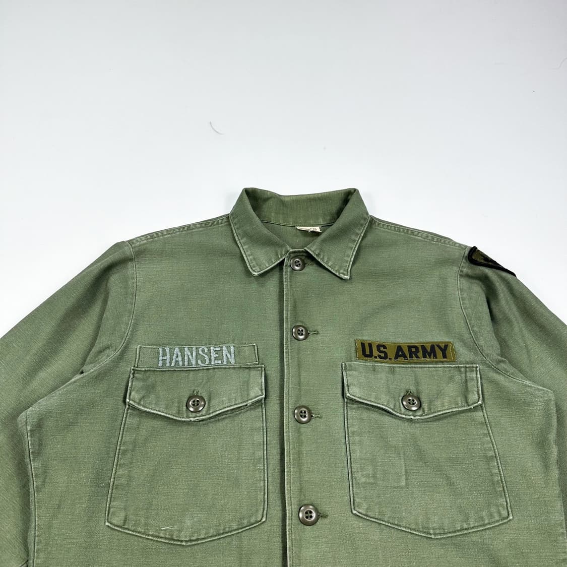 미군 80s 오리지널 US ARMY 카키 유틸리티 셔츠 (M) 상품이미지1