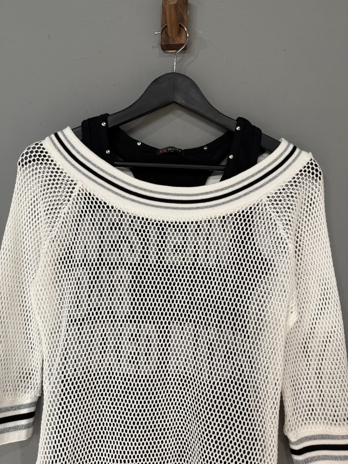 lettering sleeveless + net top set  상품이미지5