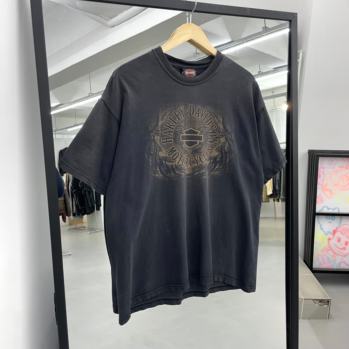 할리데이비슨 00s 플레임 불꽃 이글 하드 페이딩 빈티지 반팔 티셔츠 상품이미지2