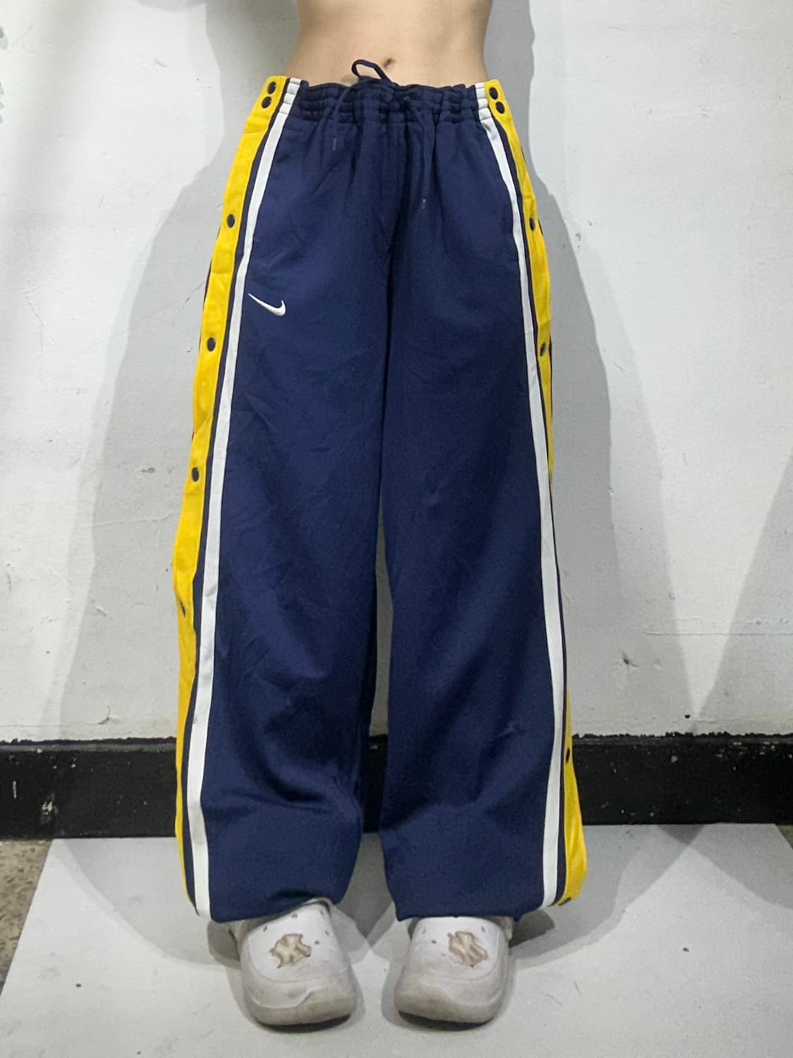 00s 나이키 네이비 사이드 버튼 스냅 단추 와이드 추리닝 팬츠 바지  상품이미지2
