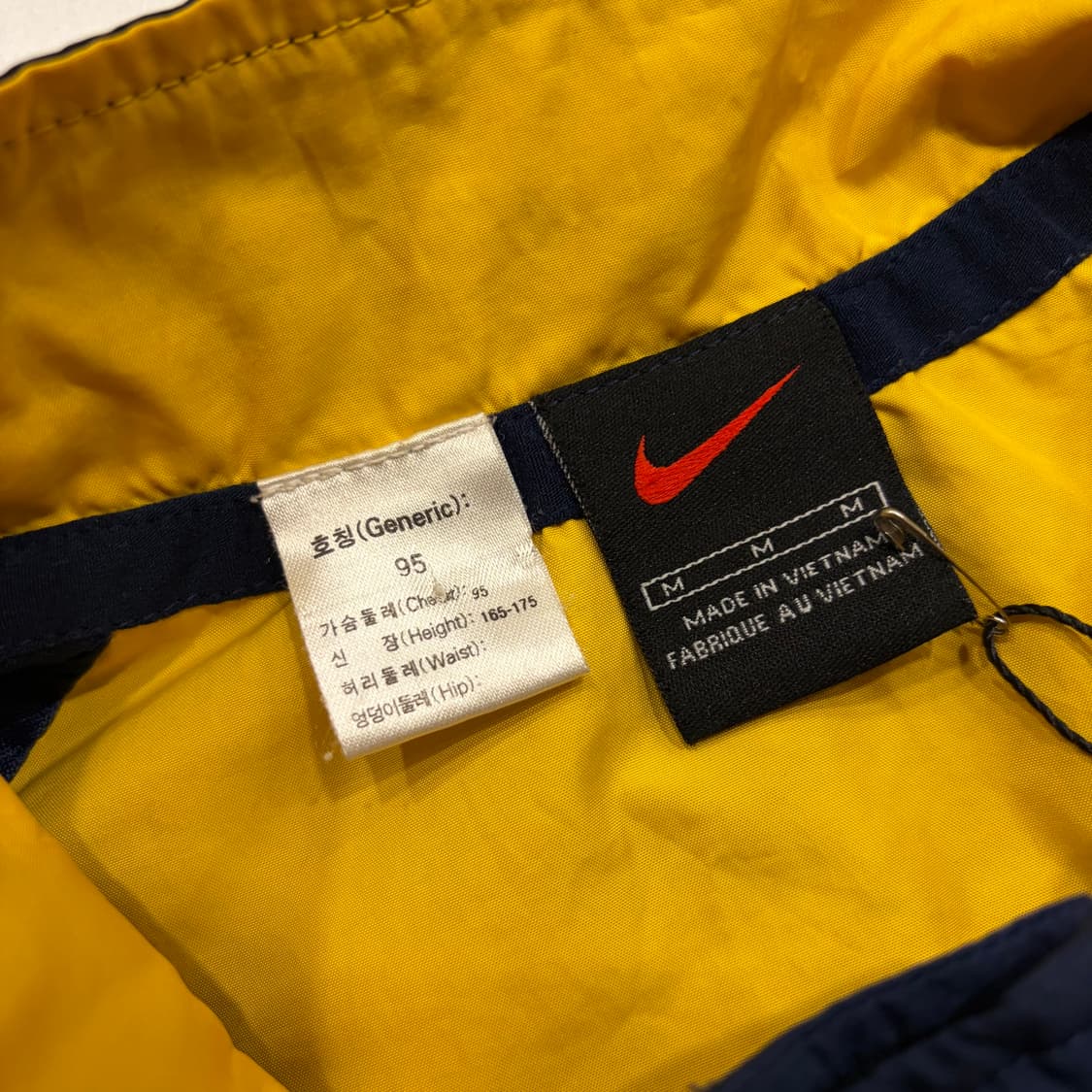 [M] 90s 나이키 올드스쿨 버튼 바람막이 네이비/옐로우 C295 상품이미지4