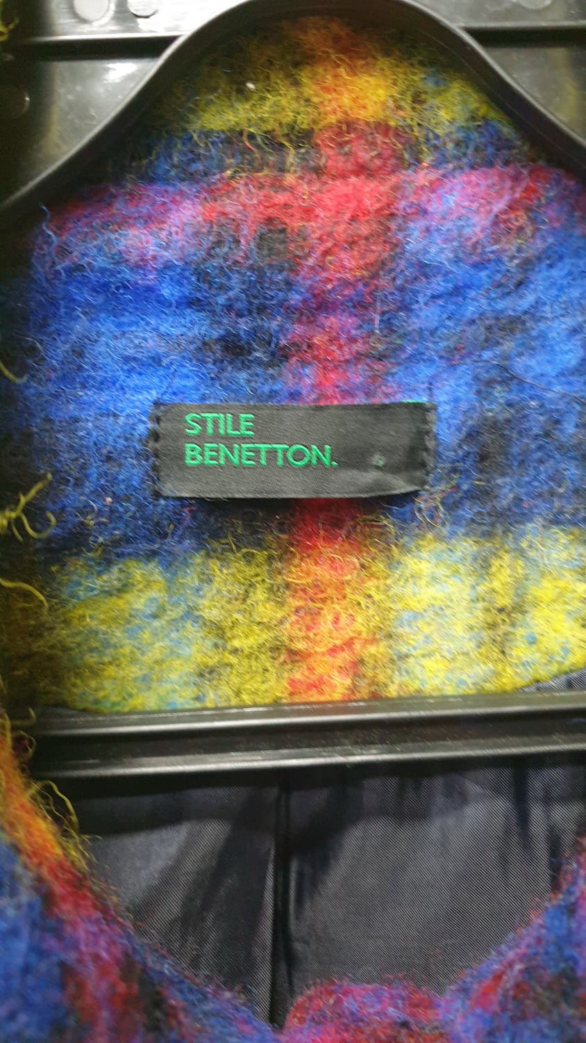 베네통 모헤어 체크 롱 코트 상품이미지3