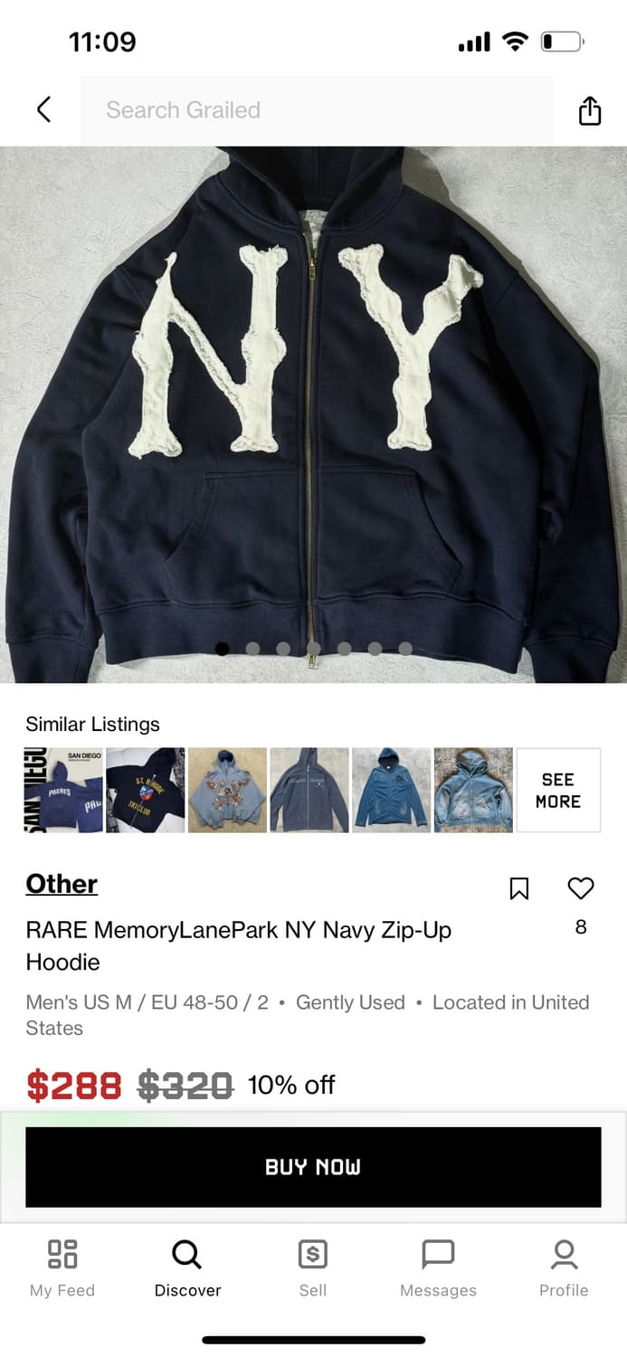 Memory Lane Park NY 후드 집업 네이비 상품이미지6