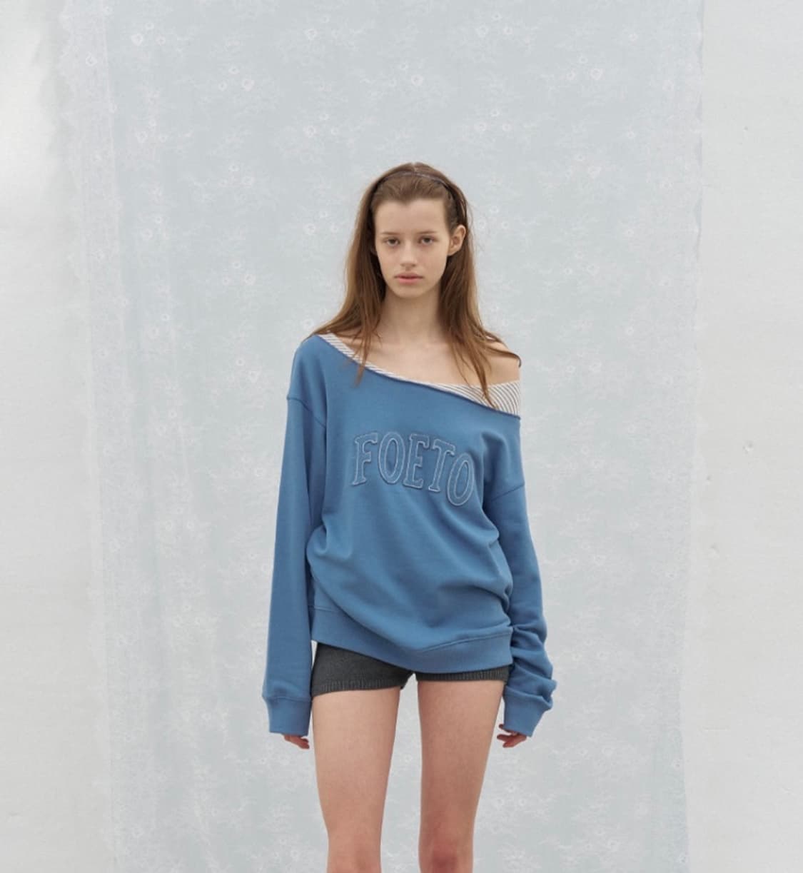 포에토 빈티지 컷 오프 스웻셔츠 맨투맨 블루 상품이미지4