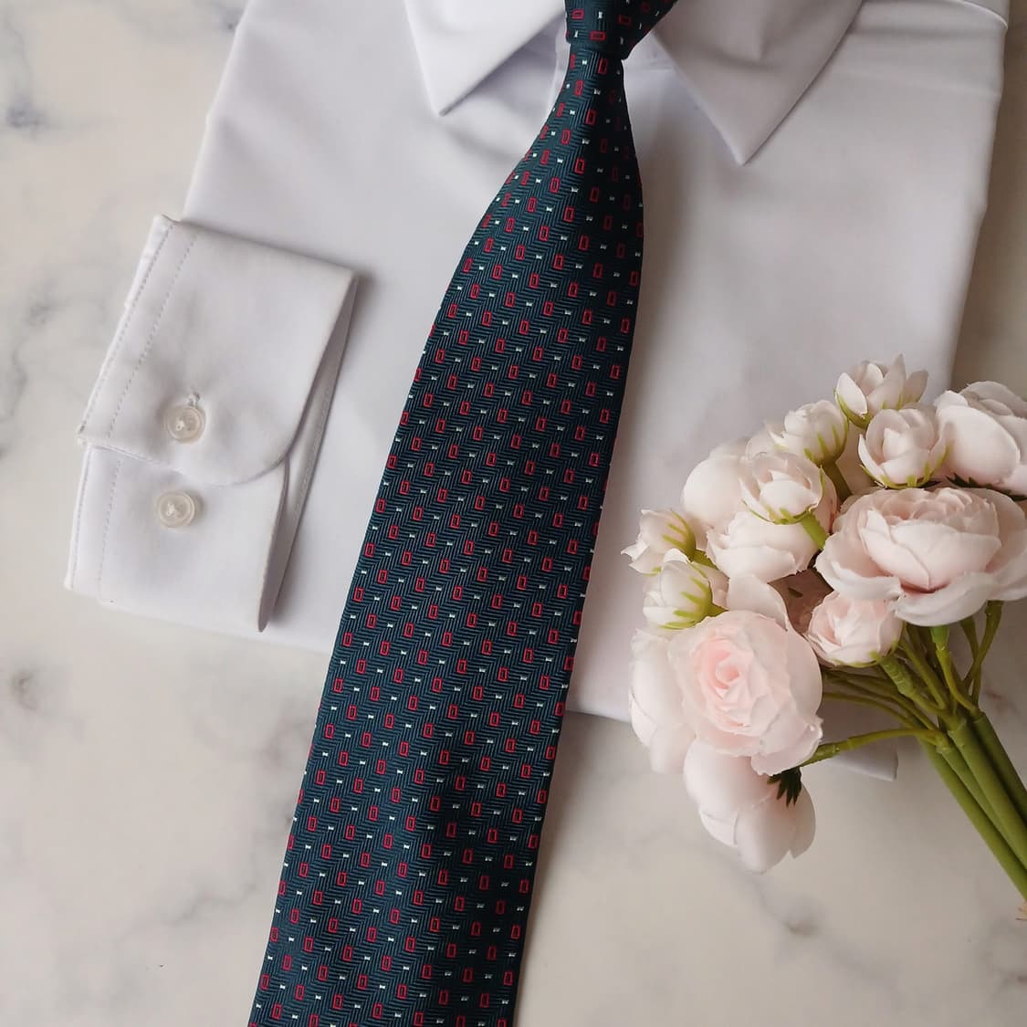 메트로시티 실크 청녹색 패턴 넥타이 8.6cm A+~A등급 A19880
 상품이미지6