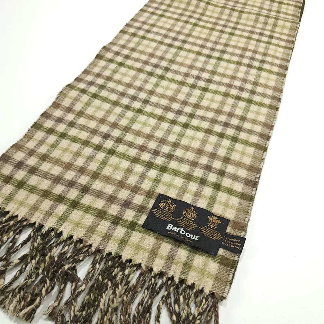 MX330 바버 그린 체크 올리브그린 양면 메리노 캐시미어 목도리 머플러 상품이미지5