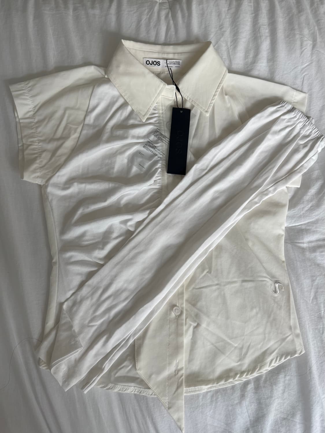 오호스 캡슬리브 워머 셔츠 화이트 상품이미지3