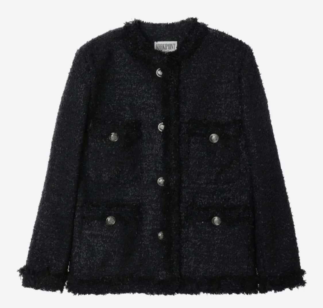 카키포인트 롱 트위드 블랙 Antique Tweed Jacket 상품이미지2