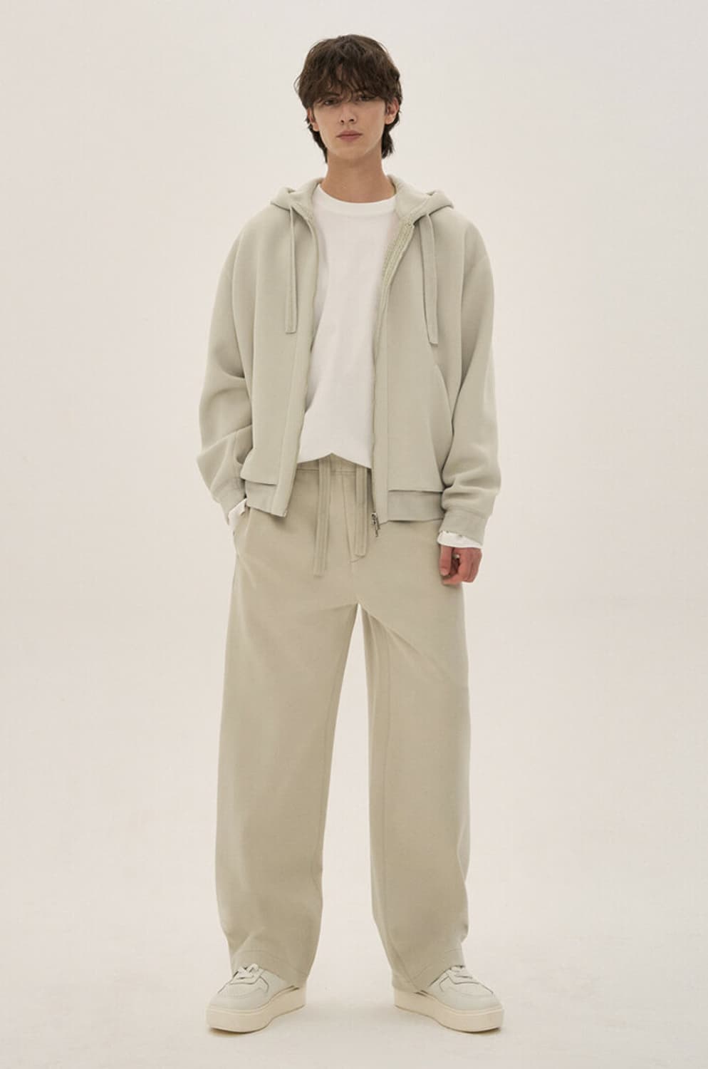 시스템옴므 24FW 니트 트리밍 후드 집업 점퍼 페일베이지 105사이즈 상품이미지4