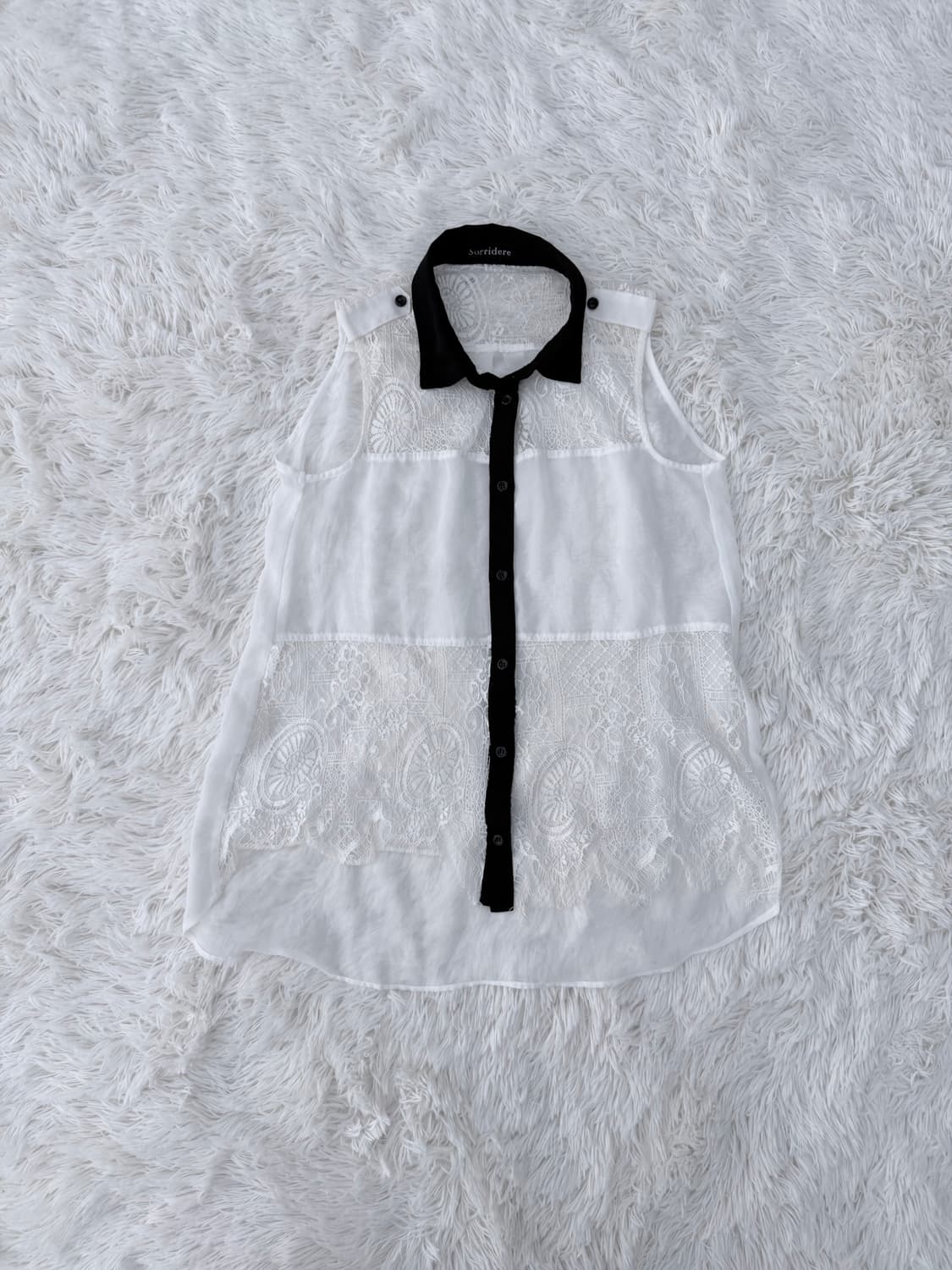 시스루레이스배색블라우스 상품이미지1