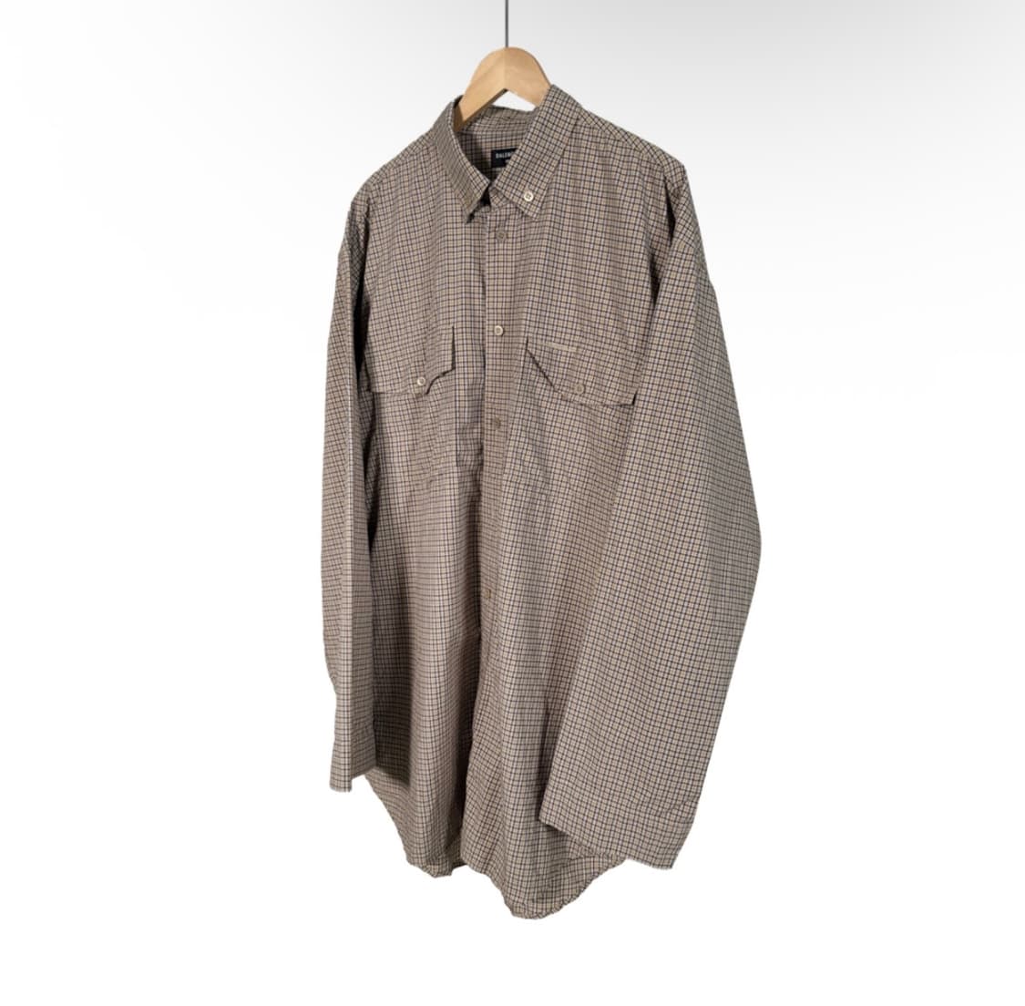 [M] 발렌시아가 21fw 체크 오버사이즈 버튼 다운 셔츠 베이지 상품이미지2