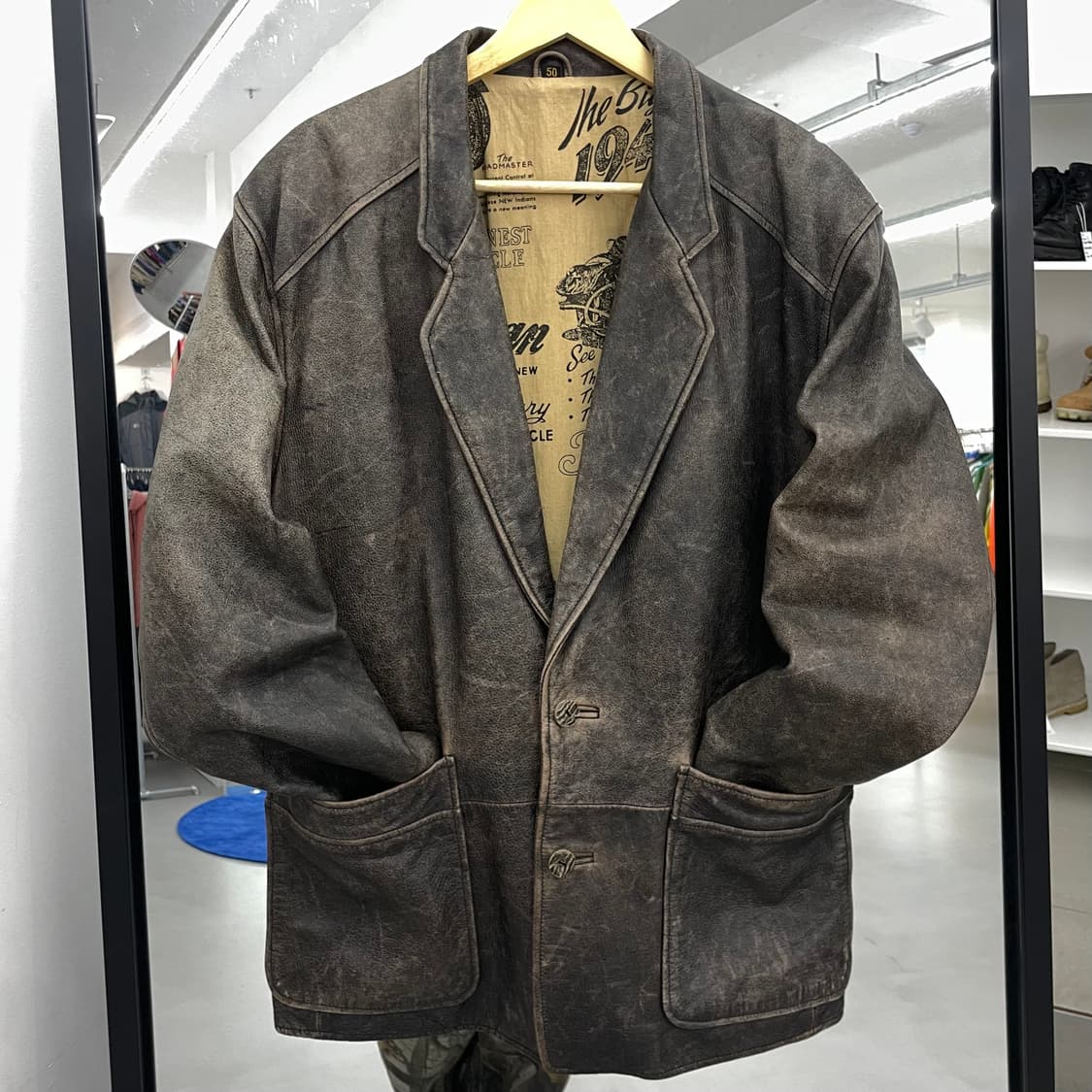 90s 리얼레더 소가죽 카코트 가죽 블레이저 자켓 상품이미지4