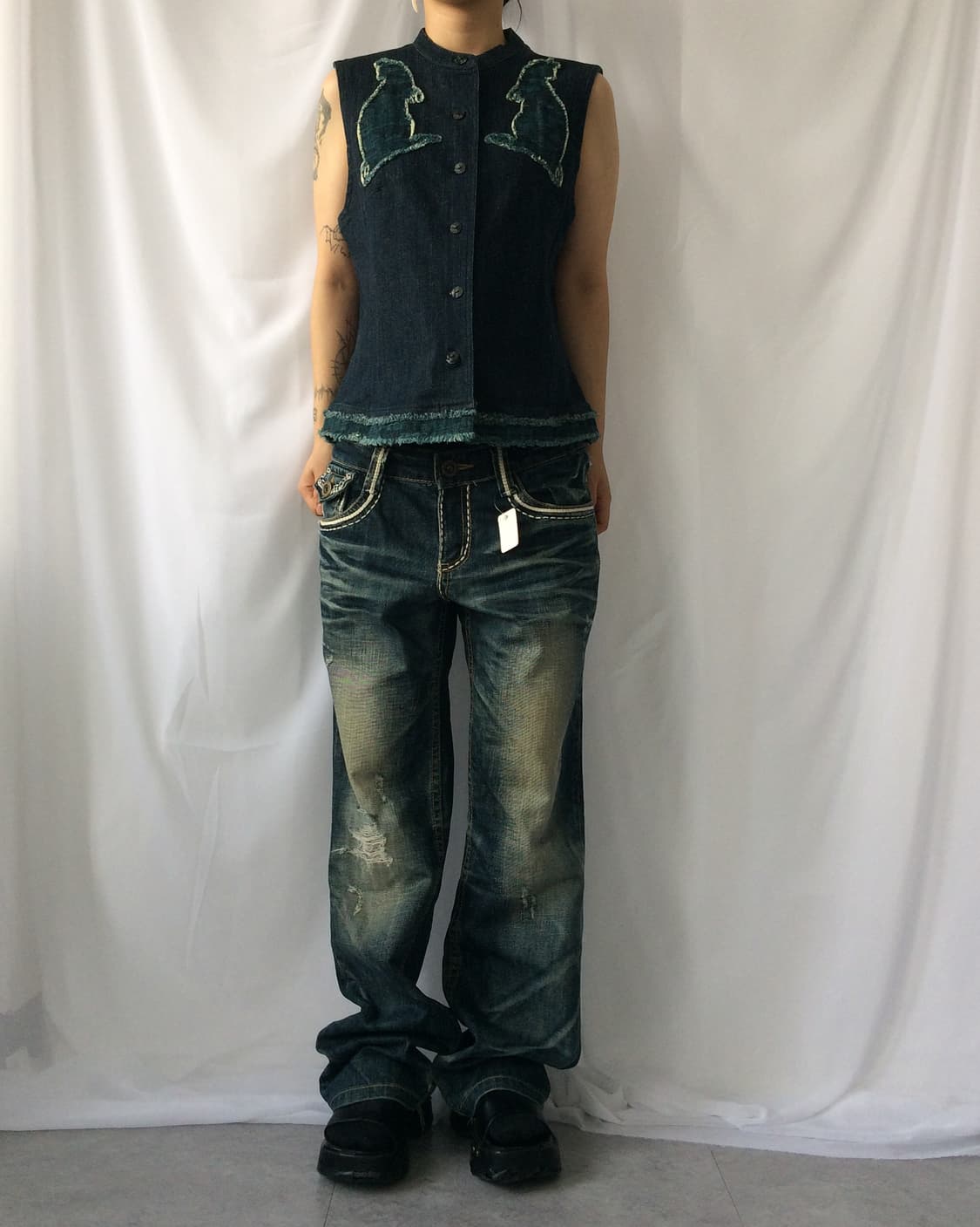 Patch point high neck vest 상품이미지6