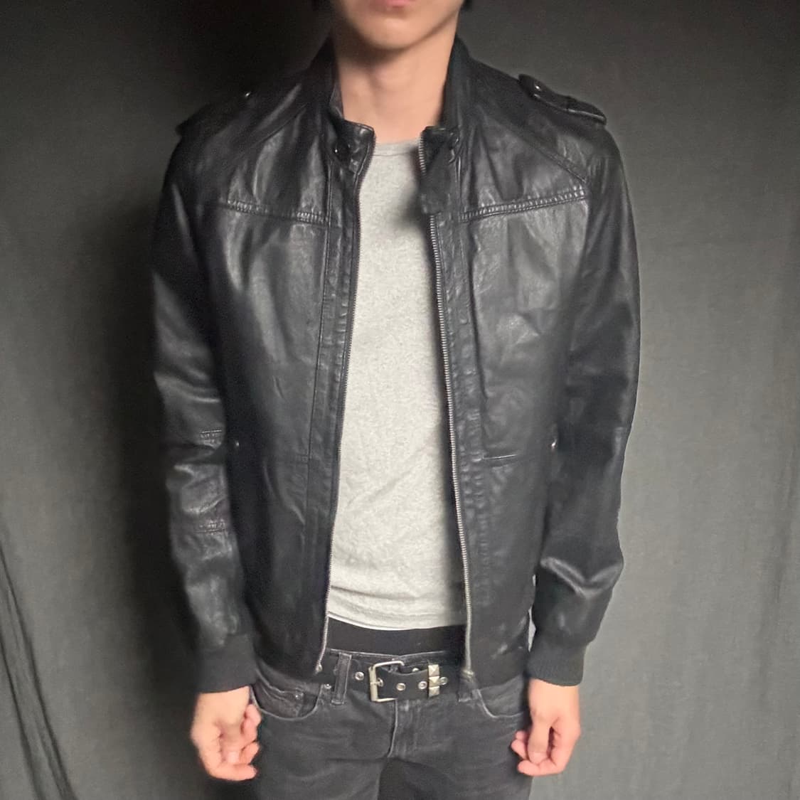 vintage black leather jacket 상품이미지4