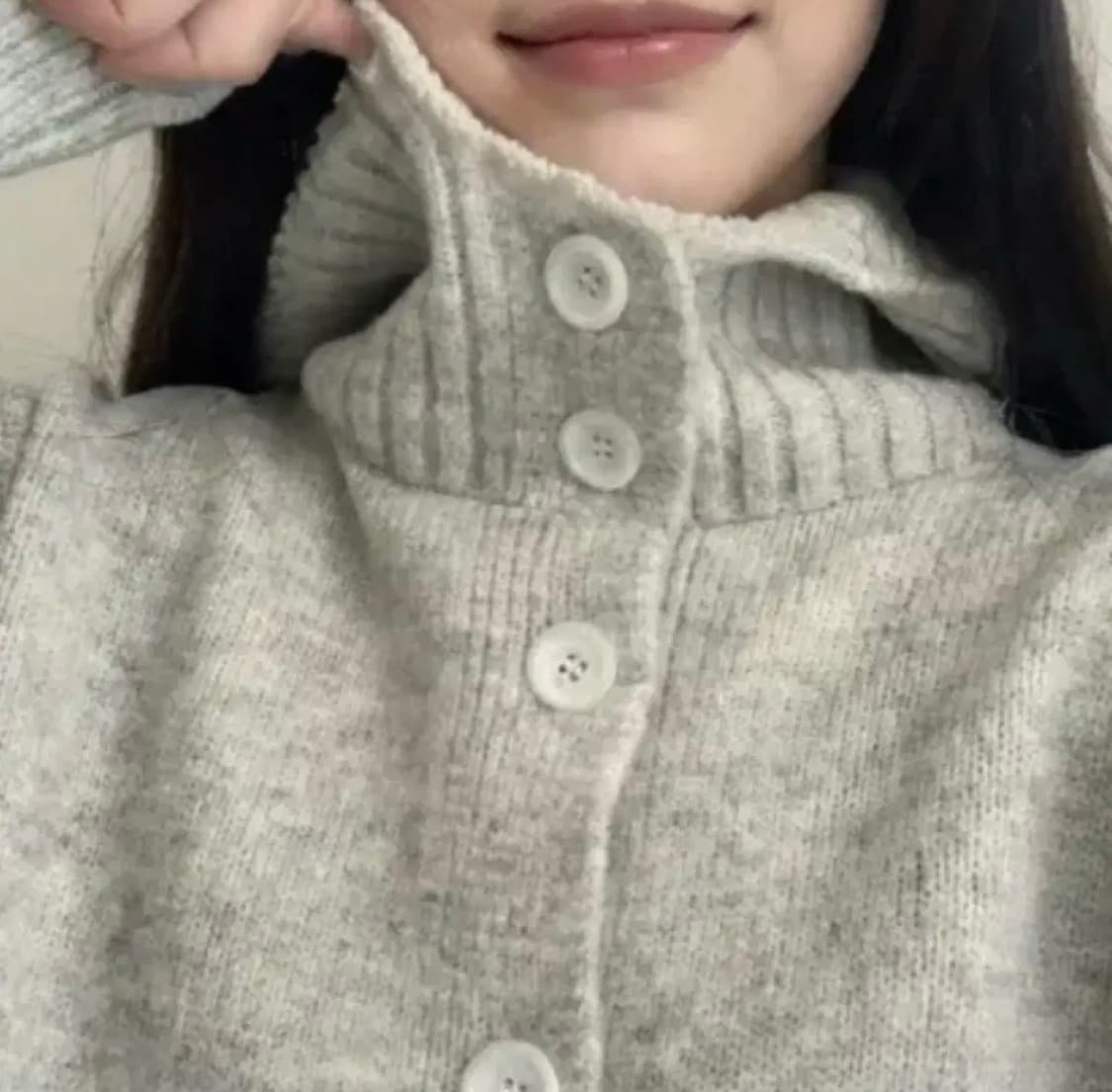 하이넥 니트버튼 후드 가디건 상품이미지2