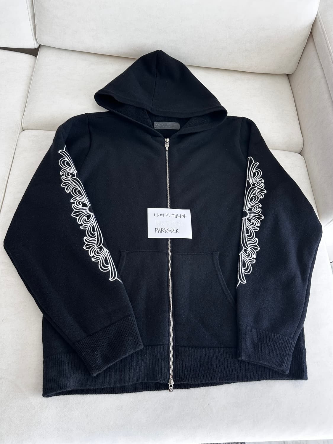 [XL]크롬하츠 캐시미어 플로랄 자수 후드집업 상품이미지1