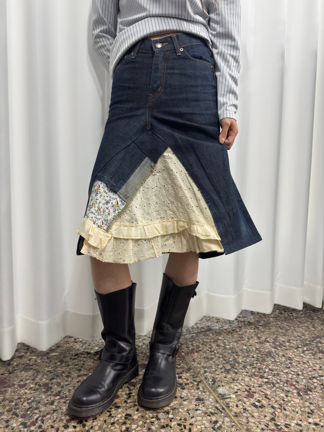 denim design skirt 상품이미지5