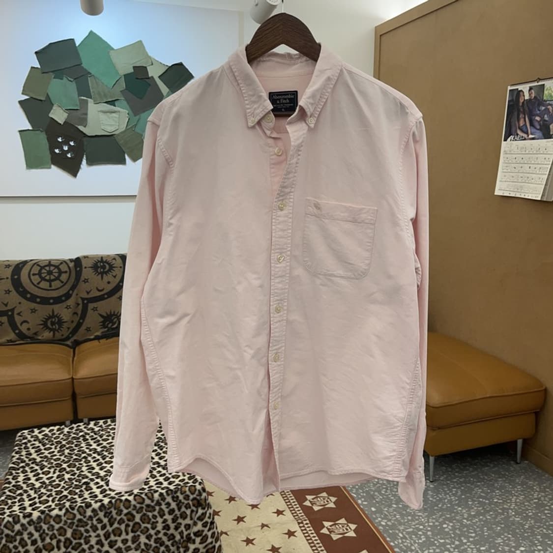 아베크롬비 여리 옥스포드 딸기우유 핑크 셔츠 XL C09385 상품이미지3