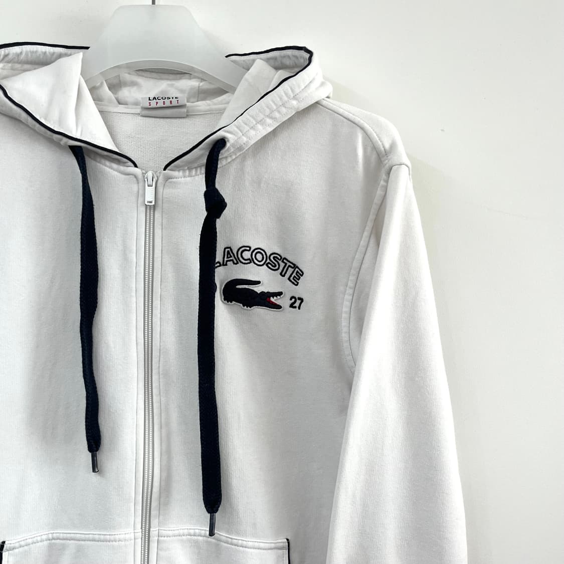 라코스테 자수로고 화이트 베이직 후드집업 상품이미지5