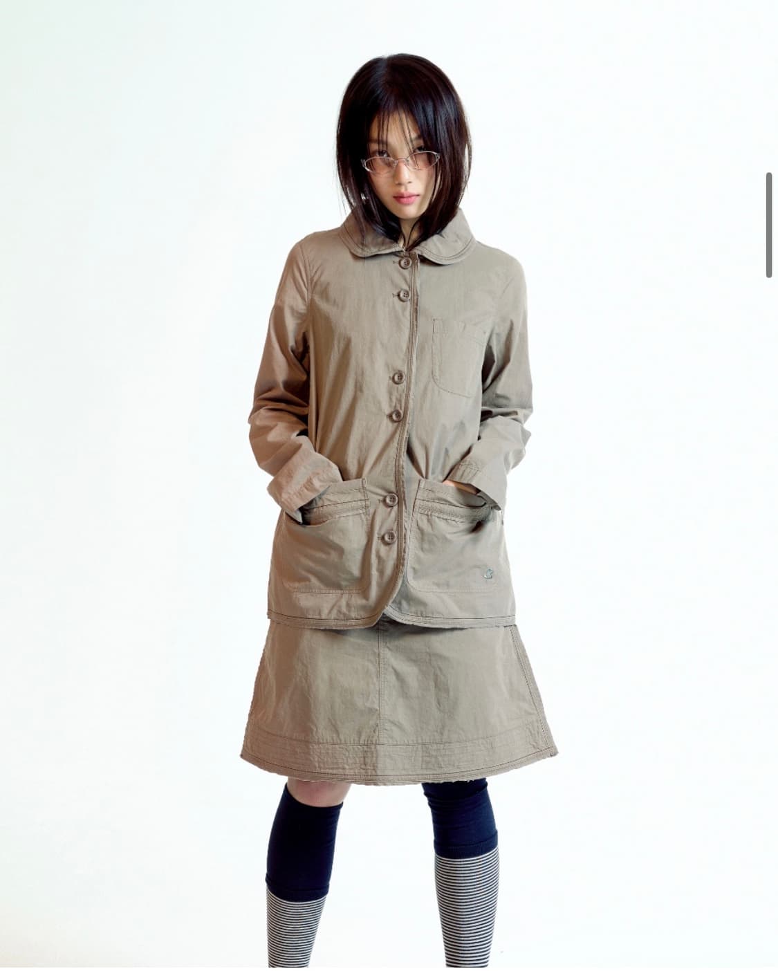 RAW EDGE COTTON SKIRT ASH BROWN 상품이미지2