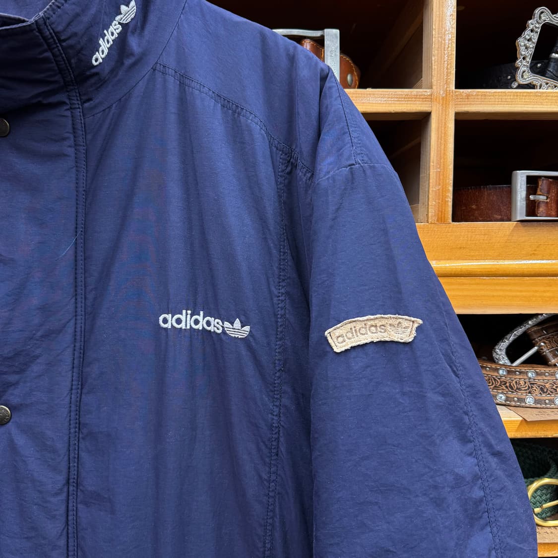 80s 아디다스 네이비 트렌치 코트 파카 (XL)   상품이미지3