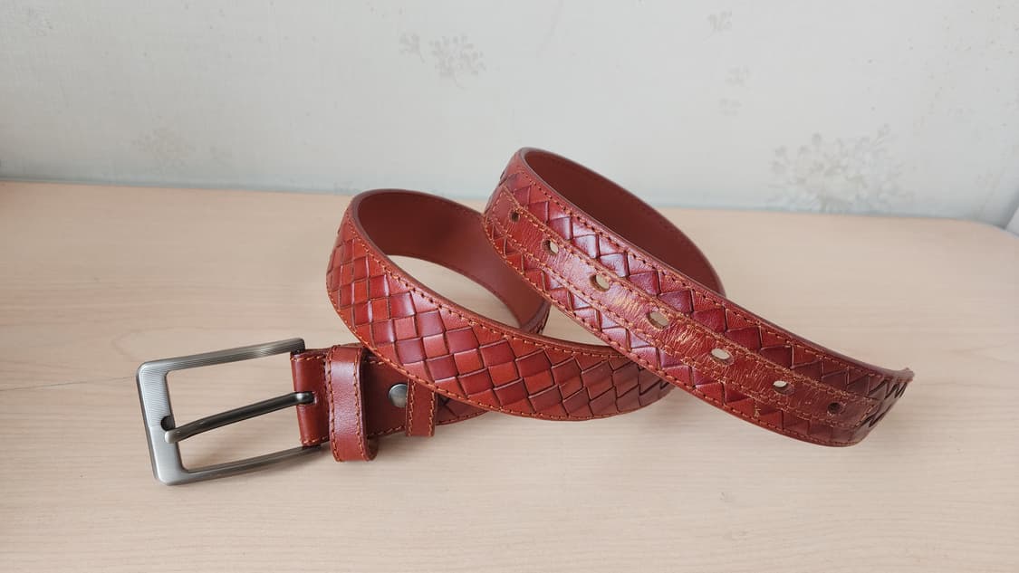 이태리 통가죽 위빙 벨트 브라운 상품이미지2