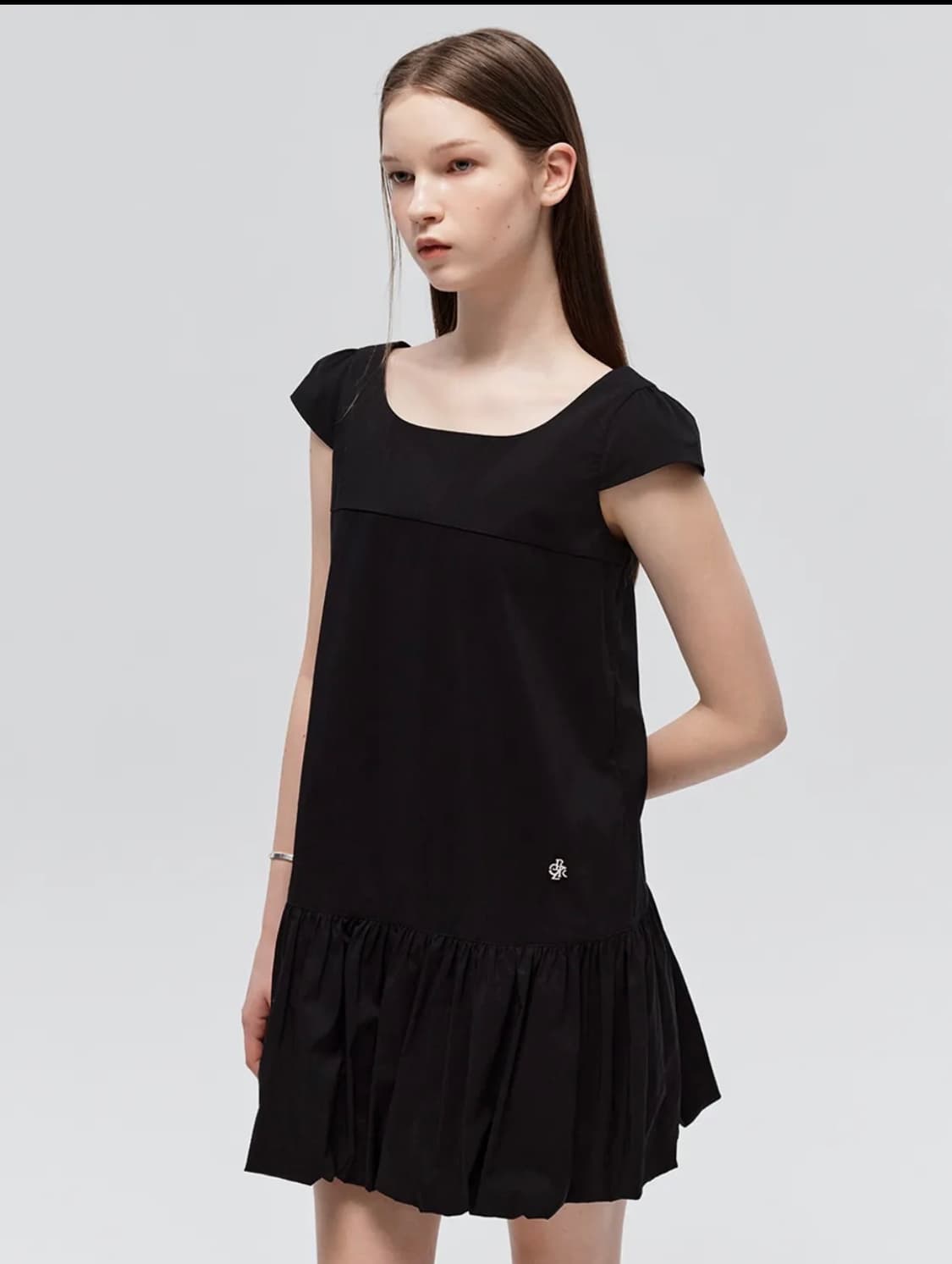 시티브리즈 스퀘어넥 벌룬 미니 원피스_BLACK 상품이미지1