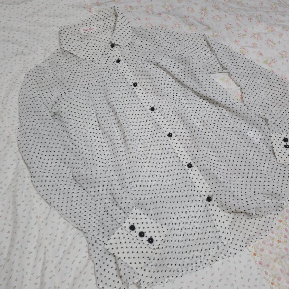 빈티지 공겜여주 도트 블라우스 베스트 세트 상품이미지2