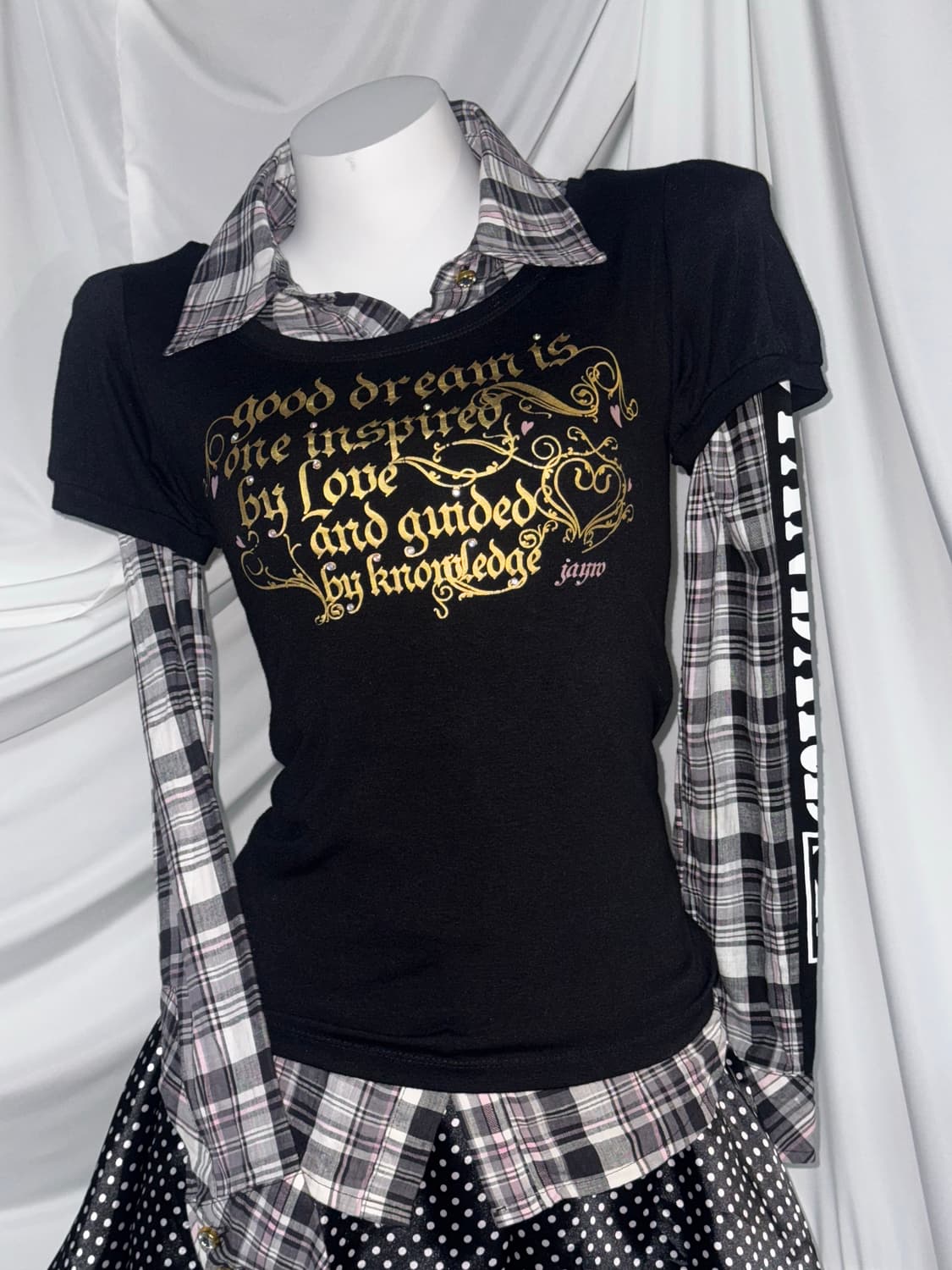 리즈리사 슈슈룬쇼콜라깔 무채색 키치 체크 코디세트 상품이미지6