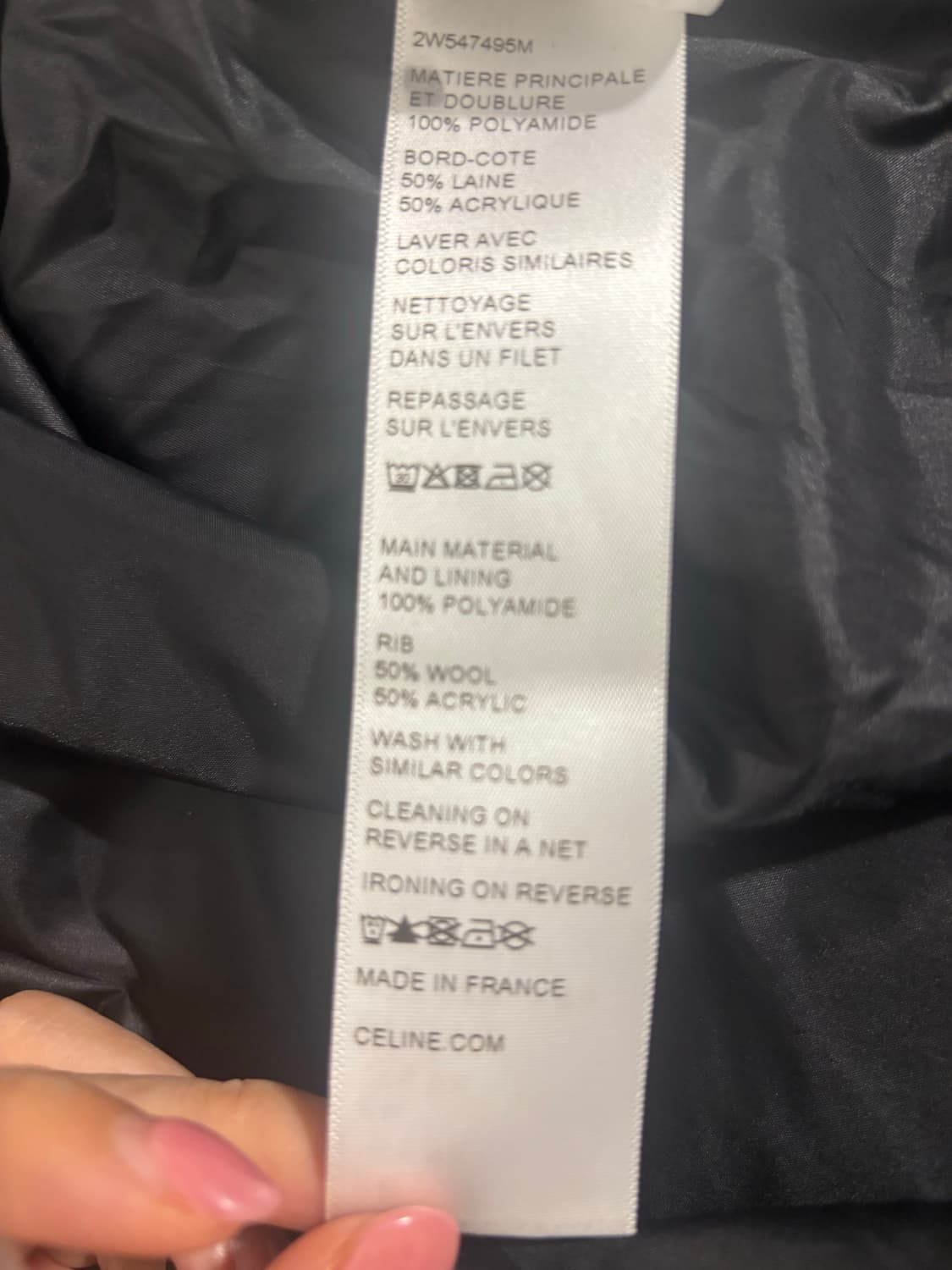 정품 셀린느 여성 오버핏 라이트웨이트 나일론 테디 자켓 블랙  상품이미지5