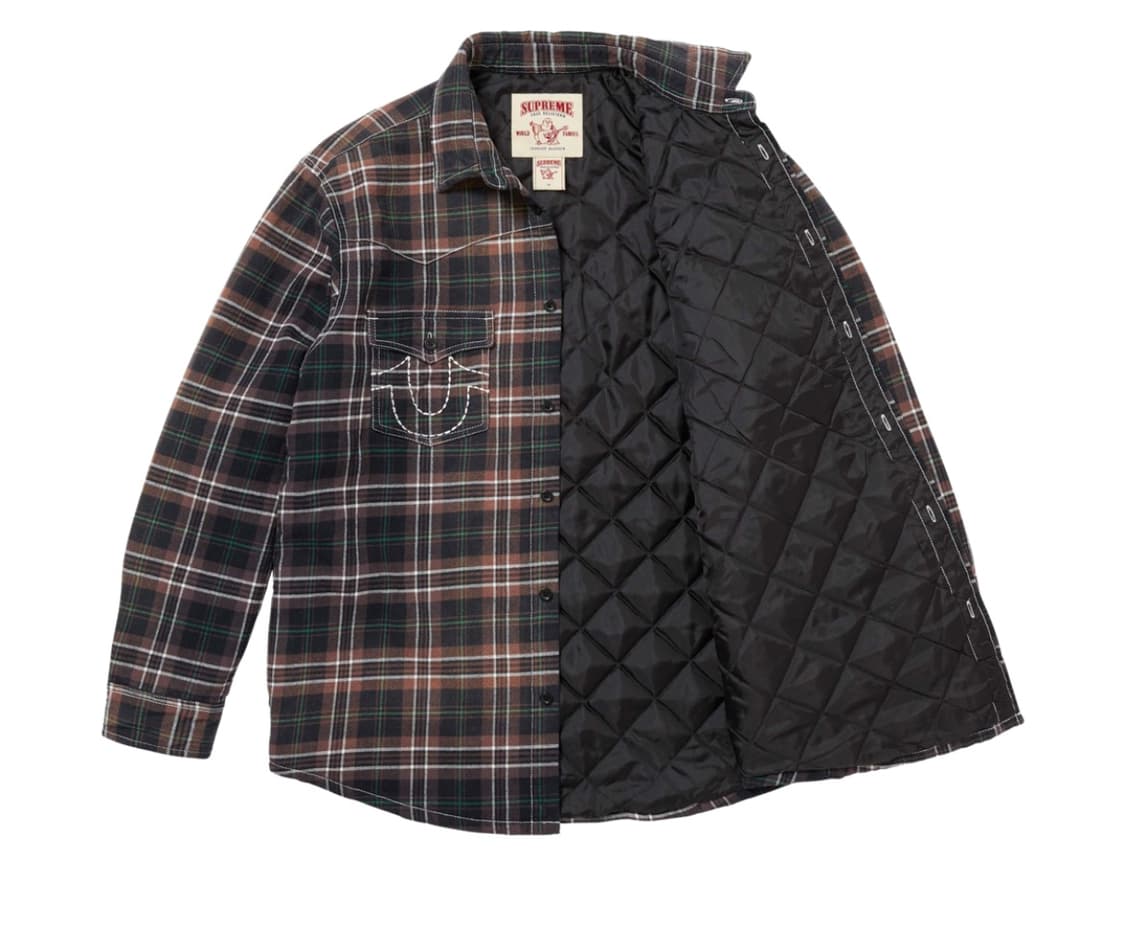슈프림 트루릴리전 퀄티드 플란넬 셔츠 블랙 L 상품이미지3