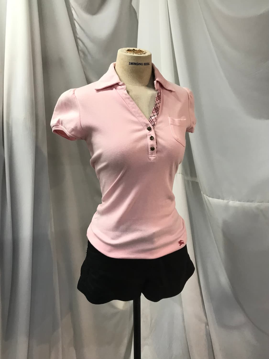 버버리 빈티지 핑크 카라티 상품이미지2