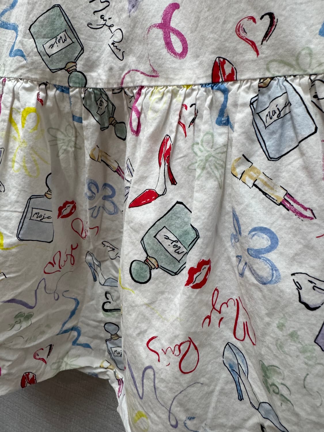 마쥬 향수/립스틱 프린팅 패턴 티어드 빈티지 롱 스커트 27~28 상품이미지3