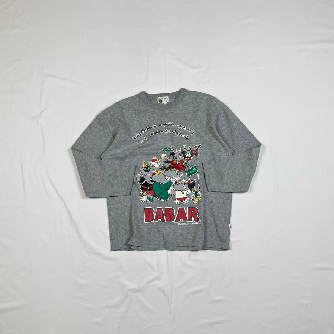 90’s 96년도 babar 카툰 프린트 맨투맨 상품이미지1