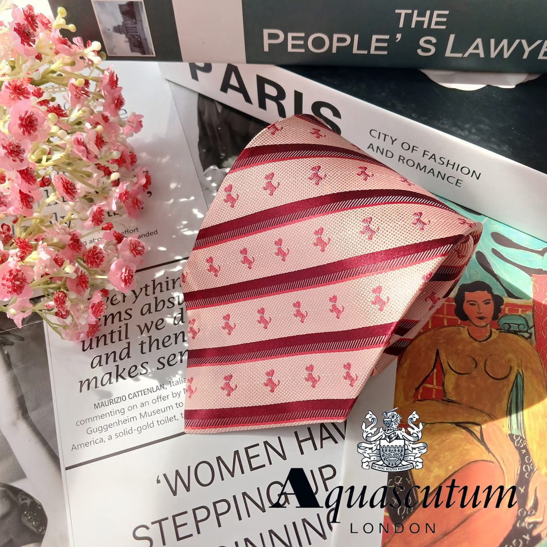 아쿠아스큐텀 스트라이프 도그 패턴 넥타이 9.4cm S~A+등급 E832 상품이미지2