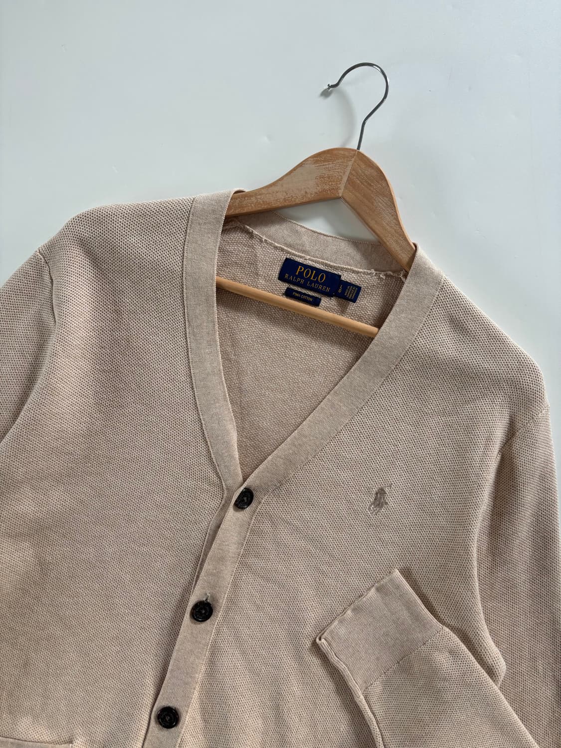 Polo 폴로 랄프로렌 아이보리 베이지 컬러 피마코튼 브이넥 가디건 상품이미지6
