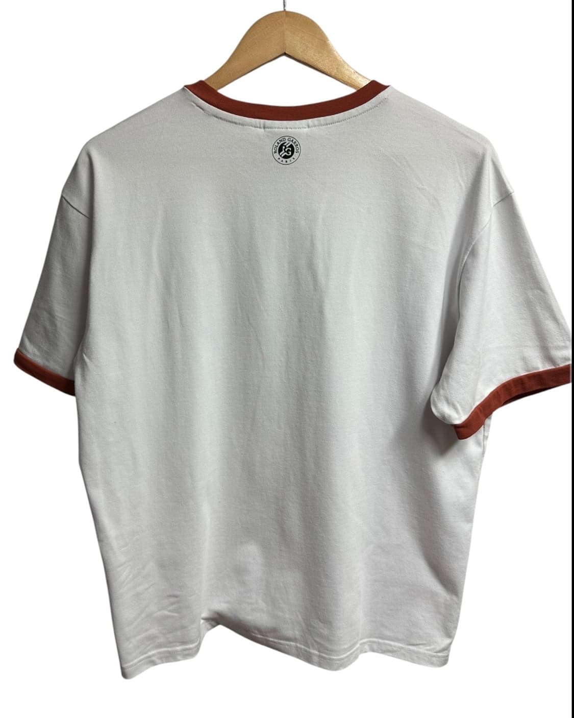 롤랑가로스 화이트/브라운 링거 반팔티셔츠 L size 상품이미지5