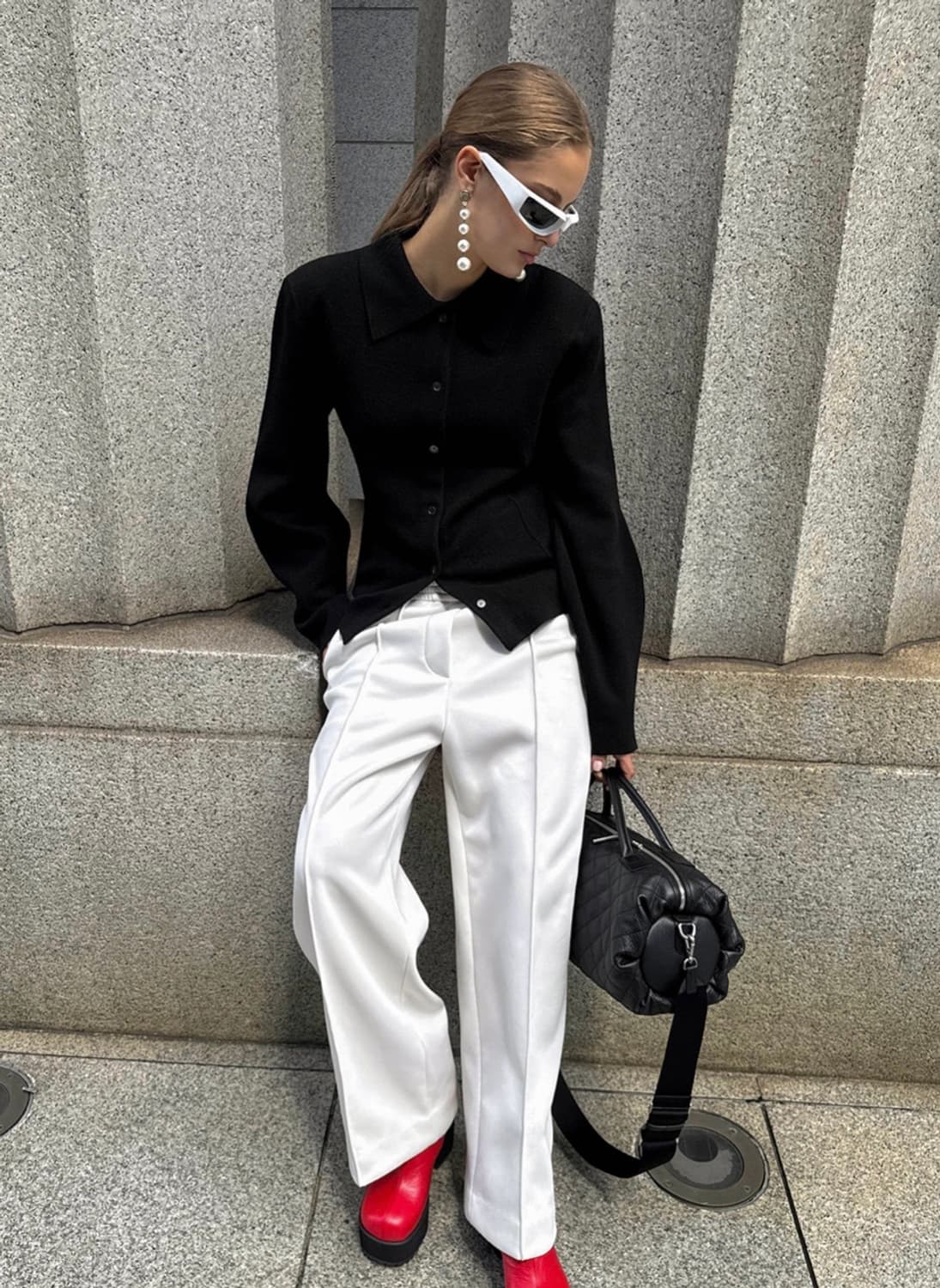 드래곤블루스 볼륨 슬리브 가디건 블랙 S 상품이미지1