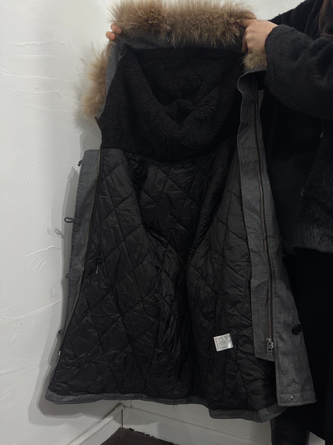 gray fur hood safari twoway jacket 상품이미지6