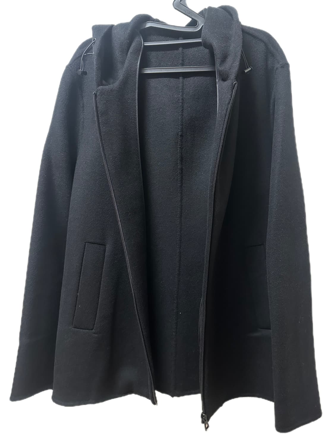 (새상품) 블랙 후드 집업 울90 코트 자켓 남녀공용 상품이미지4