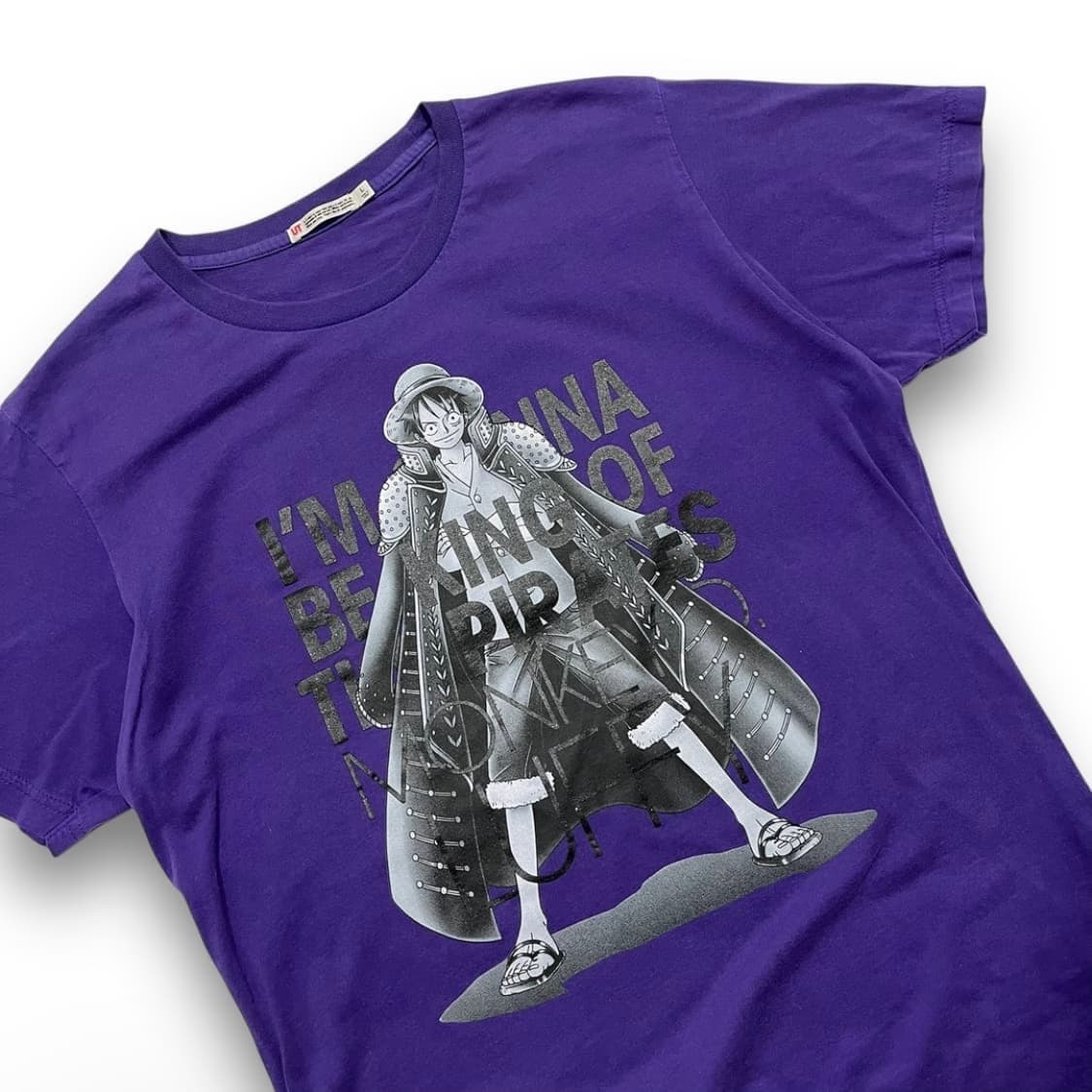 원피스 몽키 D 루피 선장 퍼플 유니클로 반팔 티셔츠 상품이미지2