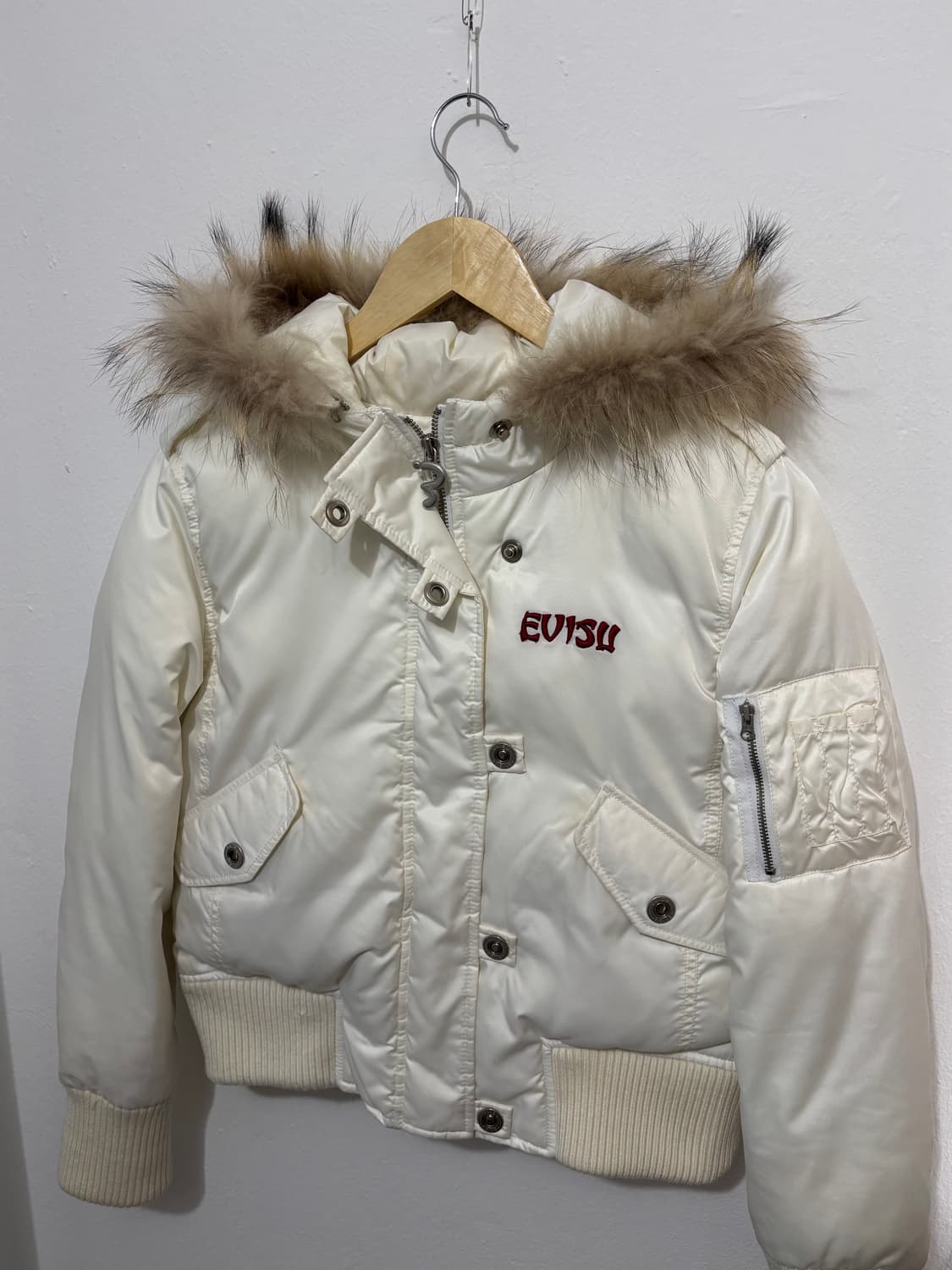 Evisu White Fur Hood Short Padded Jacket 상품이미지7